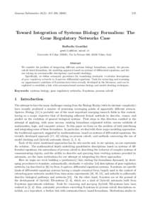 Process calculi / Systems biology / Bioinformatics / Theoretical computer science / Process calculus / Gene regulatory network / Systems science / Differential equation / Academia / -calculus / Stochastic / Calculus