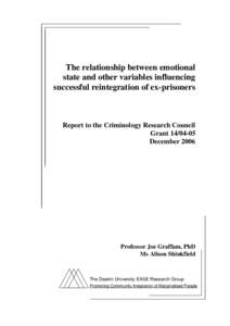 The relationship between emotional state and other variables influencing successful reintegration of ex-prisoners