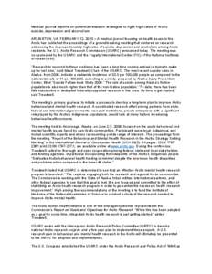 United States Arctic Research Commission / Arctic Ocean / International Journal of Circumpolar Health / National Institutes of Health / Alaska / John E. Fogarty International Center / Mental health / Mead Treadwell / Arctic policy of the United States / Physical geography / Extreme points of Earth / Arctic