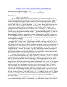 Southern Campaign American Revolution Pension Statements & Rosters Pension Application of Robert Ferguson W7262 VA Transcribed and annotated by C. Leon Harris. Revised 1 Feb[removed]State of Virginia County of Pittsylvania