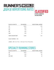 2015 ADVERTISING RATES  CLASSIFIED EFFECTIVE: JANUARY 2015 RATE BASE: 660,000