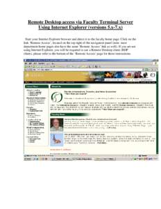 Remote Desktop access via Faculty Terminal Server