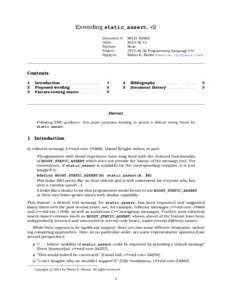Extending static_assert, v2 WG21 N3928None JTC1Programming Language C++ Walter E. Brown <>