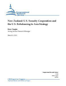 New Zealand: U.S. Security Cooperation and the U.S. Rebalancing to Asia Strategy