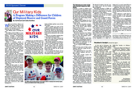 AAAA Spouses’ Corner  Our Military Kids A Program Making a Difference for Children of Deployed Reserve and Guard Forces