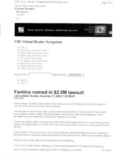 CBC Ne$s - Ibronto - Fantinonamcdin $2.5Mlawsuit  PageI ofJ skip1()maincontent(pressenter) Current W€ather