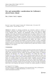 Climatic ChangeSuppl 1):S265–S271 DOIs10584Fire and sustainability: considerations for California’s altered future climate Max A. Moritz & Scott L. Stephens