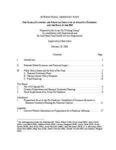 The Global Economic and Financial Impact of an Avian Flu Pandemic and the Role of the IMF; February 28, 2006