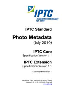 IPTC Standard  Photo Metadata (JulyIPTC Core Specification Version 1.1