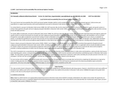 Page 1 of 41 §	
  15497.	
  	
  Local	
  Control	
  and	
  Accountability	
  Plan	
  and	
  Annual	
  Update	
  Template.	
   Introduction:	
  	
   LEA:	
  Norwalk	
  La	
  Mirada	
  Unified	
  School