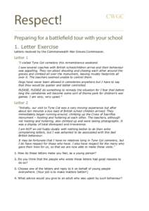 Respect!  CWGC Preparing for a battlefield tour with your school 1. Letter Exercise