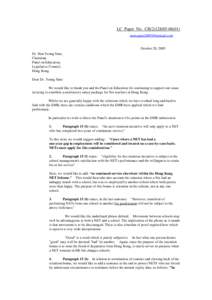 LC Paper No. CB[removed]) [removed] October 20, 2005 Dr. Hon Yeung Sum, Chairman,