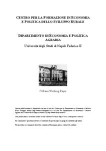 CENTRO PER LA FORMAZIONE IN ECONOMIA E POLITICA DELLO SVILUPPO RURALE DIPARTIMENTO DI ECONOMIA E POLITICA AGRARIA Università degli Studi di Napoli Federico II