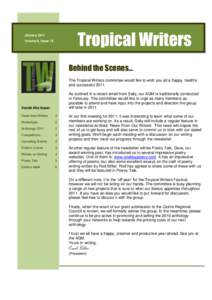 Tropical Writers  January 2011 Volume 6, Issue 12  Behind the Scenes…