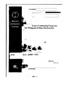 CIA FOIA - (EST PUB DATE) IRAQ'S CONTINUING PROGRAMS FOR WEAP...