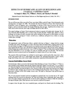 EFFECTS OF HURRICANE ALLEN ON BUILDINGS AND COASTAL CONSTRUCTION by Joseph E. Minor, P.E., William L. Beason, and Timothy P. Marshall