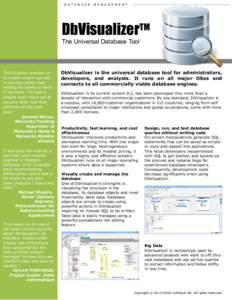 DbVisualizer - Product Data Sheet