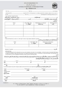 EFU LIFE ASSURANCE LTD  CHANGE OF NOMINATION / GUARDIANSHIP FORM I Mr / Ms