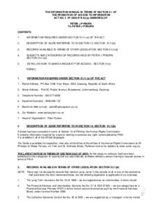 TH E INFORMATI ON M ANUAL IN TER MS OF SEC TI ON 51. OF THE PR OMOTI ON OF ACC ESS TO INF OR MATI ON AC T NO. 2 0F[removed]P AI A) [as AMEN DED] OF PETER J PYBURN T/a PETER J PYBURN CONTENTS