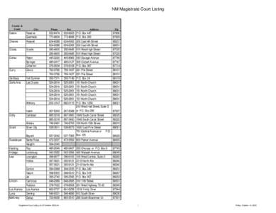 NM Magistrate Court Listing  County & Court  Catron