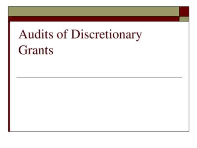 Audits of Discretionary Grants (PDF)