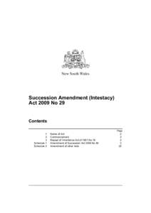 New South Wales  Succession Amendment (Intestacy) Act 2009 No 29  Contents