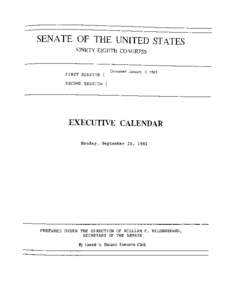 SENATE OF THE UNITED STATES NINETY-EIGHTH CONGRESS FIRST SESSION {  Convened January 3, 1983