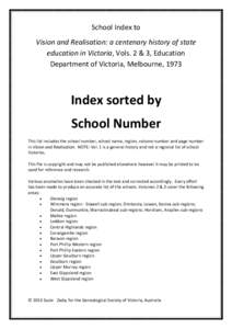 Victorian Schools by number Vols 2-3: from Vision and Realisation