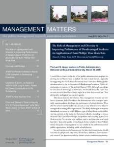 Management Matters: The Public Management Research Association Newsletter