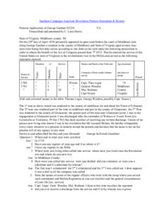 Southern Campaign American Revolution Pension Statements & Rosters Pension Application of George Gardner S2228 Transcribed and annotated by C. Leon Harris. VA