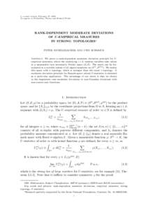 2. revised version, February 27, 2003 To appear in Probability Theory and Related Fields RANK-DEPENDENT MODERATE DEVIATIONS OF U -EMPIRICAL MEASURES IN STRONG TOPOLOGIES∗