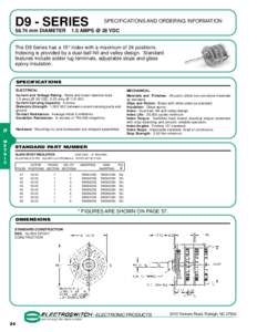 D9 - SERIESmm DIAMETER SPECIFICATIONS AND ORDERING INFORMATION  1.5 AMPS @ 28 VDC