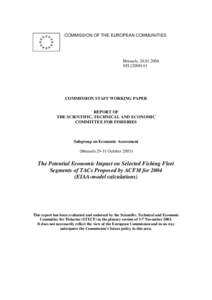 COMMISSION OF THE EUROPEAN COMMUNITIES  Brussels, SECCOMMISSION STAFF WORKING PAPER