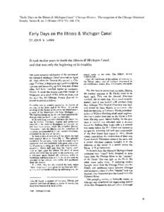 “Early Days on the Illinois & Michigan Canal.” Chicago History. The magazine of the Chicago Historical Society Series II, no. 3 (Winter[removed]): [removed]  22