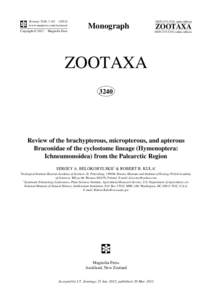 Brachyptery / Alexandr Pavlovich Rasnitsyn / Doryctinae / Zootaxa / Braconidae / Zoology / Biology