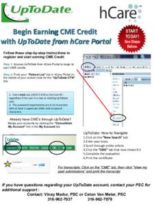 Begin Earning CME Credit with UpToDate from hCare Portal START TODAY! TODAY