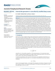 PUBLICATIONS Journal of Geophysical Research: Oceans RESEARCH ARTICLE Internal tide generation in nonuniformly stratified deep oceans