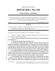 FIRST REGULAR SESSION  HOUSE BILL NO. 436 97TH GENERAL ASSEMBLY INTRODUCED BY REPRESENTATIVES FUNDERBURK (Sponsor), JONES (110), BURLISON, HICKS, RHOADS, ROSS, MILLER, PARKINSON, REMOLE, ANDERSON, HURST, BAHR, BROW N,