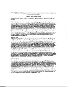 FIRE EFFECTS ON WATER QUALITY: A SYNTHESIS OF RESPONSE REGULATING FACTORS AMONG CONTRASTING ECOSYSTEMS Katherine J. Elliott and James M. Vose Coweeta Hydrologic Laboratory, Southern Research Station, USDA Forest Service,