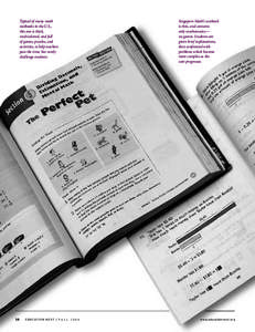 Typical of many math textbooks in the U.S., this one is thick, multicolored, and full of games, puzzles, and activities, to help teachers