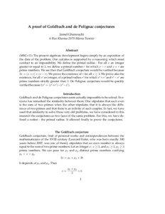 A proof of Goldbach and de Polignac conjectures Jamel Ghanouchi 6 Rue Khansa 2070 Marsa Tunisie