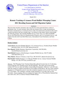 United States Department of the Interior U.S. GEOLOGICAL SURVEY Northern Prairie Wildlife Research Center 8711 37th Street SE Jamestown, North Dakota[removed]5500 • fax: ([removed]