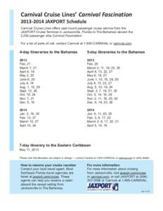 Carnival Schedule Cruise BW factsheet - updated[removed]:Layout 1.qxd