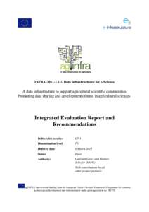 INFRA[removed]Data infrastructures for e-Science  A data infrastructure to support agricultural scientific communities Promoting data sharing and development of trust in agricultural sciences  Integrated Evaluation R