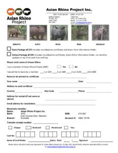 Asian Rhino Project Inc. ABN: [removed]Mailing Address PO Box 163 South Perth WA, 6951