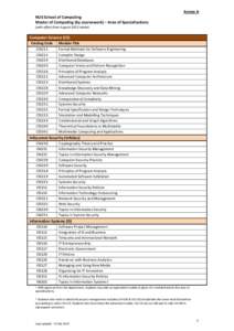 NUS School of Computing Master of Computing (by coursework) – Area of Specialisations Annex A  (with effect from August 2015 Intake)