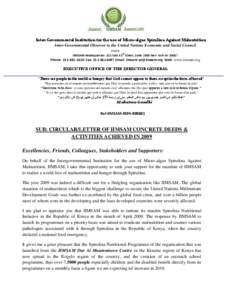 Inter-Governmental Institution for the use of Micro-algae Spirulina Against Malnutrition Inter-Governmental Observer to the United Nations Economic and Social Council <<>> rd  IIMSAM Headquarters: 211 East 43 Street, Sui