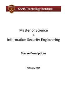 Master of Science In Information Security Engineering  Course Descriptions