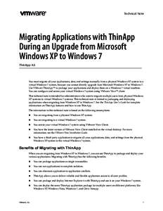 Technical Note  Migrating Applications with ThinApp During an Upgrade from Microsoft Windows XP to Windows 7 ThinApp 4.6