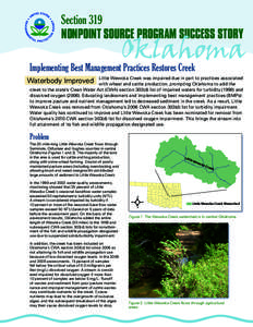 Section 319 NONPOINT SOURCE PROGRAM SUCCESS STORY Oklahoma  Implementing Best Management Practices Restores Creek